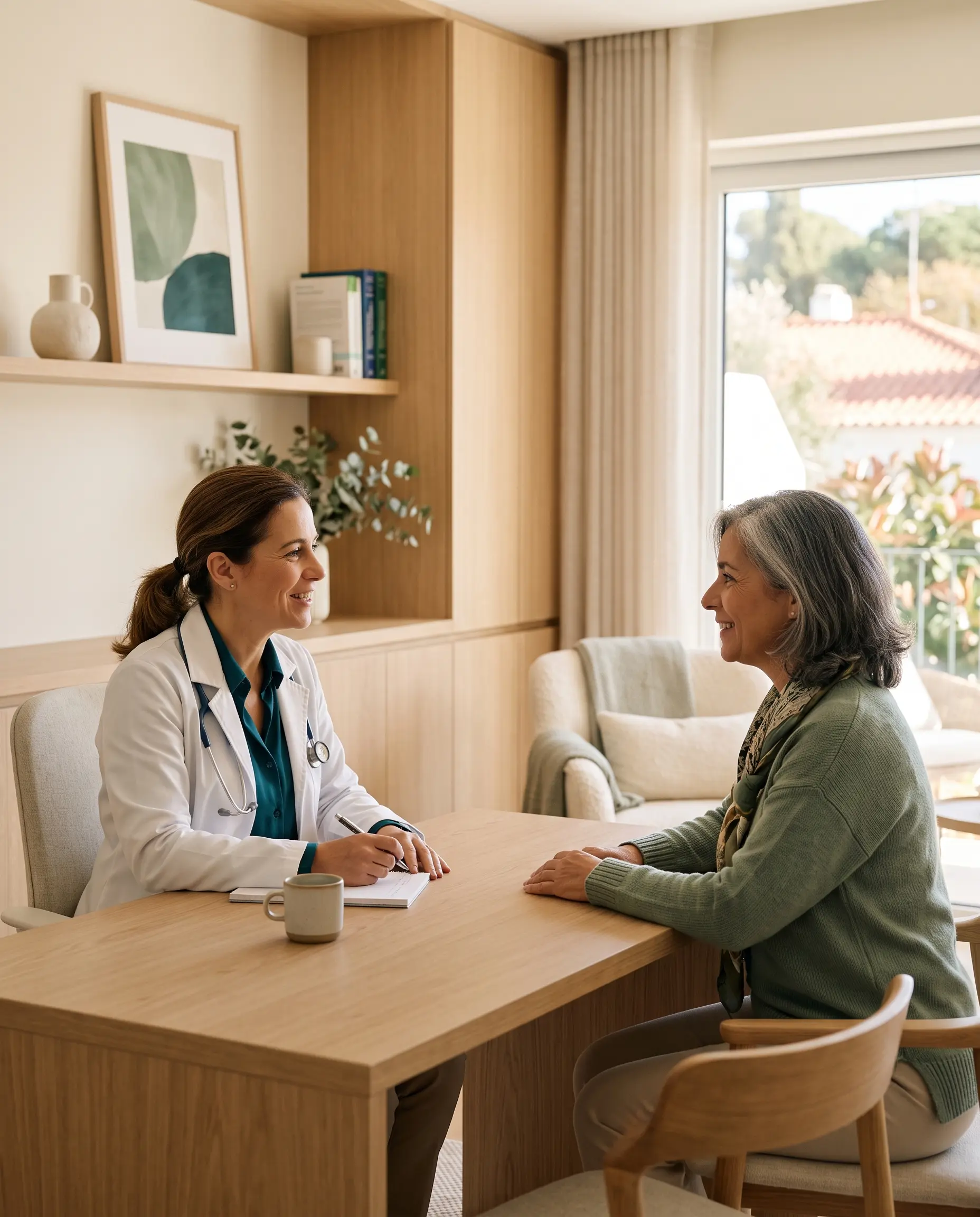 Médica em consulta com utente